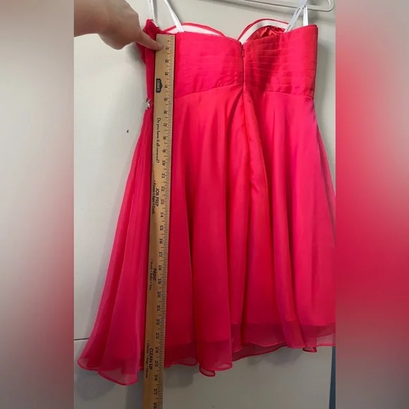 Hannah 12 Pink Embellished Ruched Strapless Prom Dress Special Occasion EUC - Picture 5 of 7